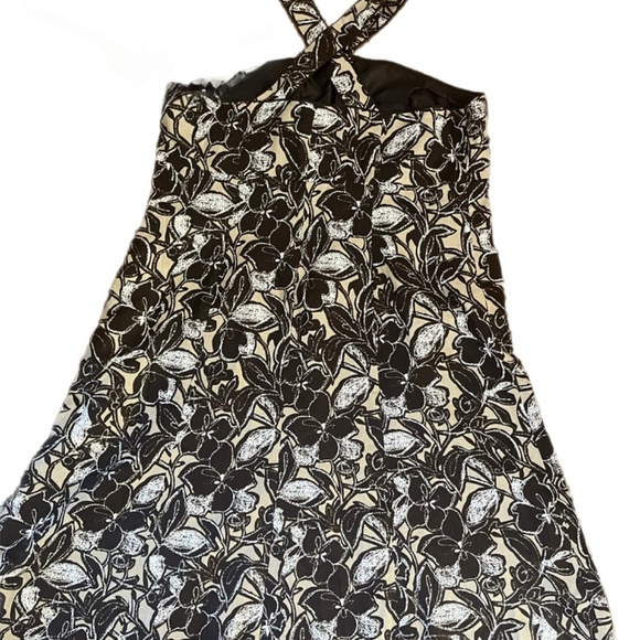 NWT Halter  Linen A line Full skirt Floral Easter Boho Dress - Picture 2 of 5